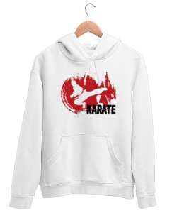 Karate - Spor V10 Beyaz Unisex Kapşonlu Sweatshirt