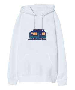 karavan Beyaz Oversize Unisex Kapüşonlu Sweatshirt