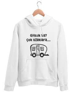 karavan Beyaz Unisex Kapşonlu Sweatshirt