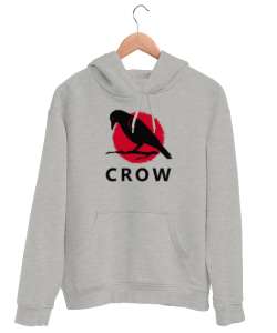 Karga - Crow Gri Unisex Kapşonlu Sweatshirt