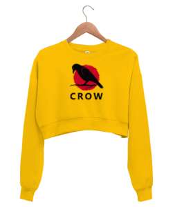 Karga - Crow Sarı Kadın Crop Sweatshirt