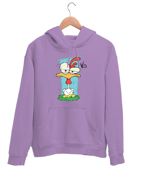 Tisho - Karikatür Sevimli Tavuk ve Yumurtalar - Chicken Lila Unisex Kapşonlu Sweatshirt