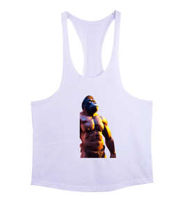 Karın Kaslı Fit Güçlü Yabani Orangutan Beyaz Erkek Tank Top Atlet