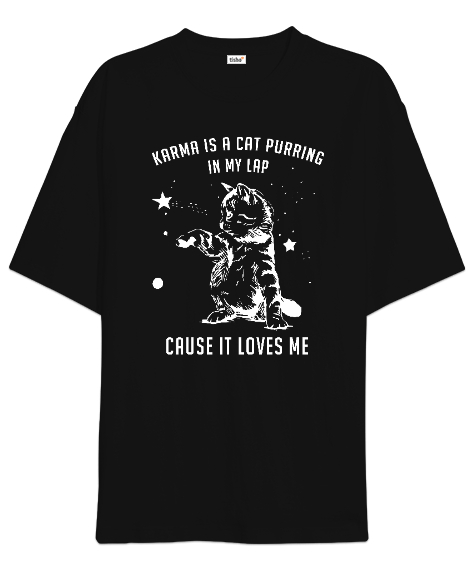 Karma Is A Cat Purring Taylor Swift Siyah Oversize Unisex Tişört