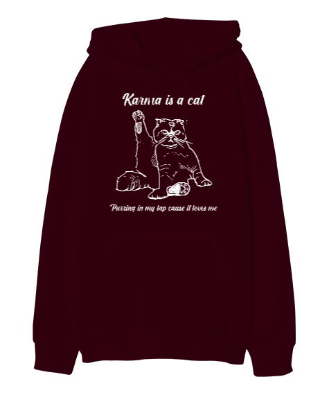 Karma Is A Cat Purring Taylor Swift V2 Bordo Oversize Unisex Kapüşonlu Sweatshirt