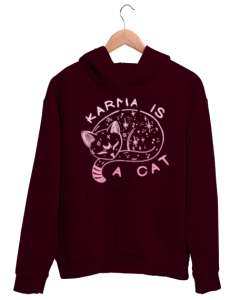 Karma is a cat Taylor Swift Midnights Bordo Unisex Kapşonlu Sweatshirt