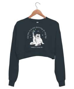 Karma is a cat Taylor Swift Midnights Füme Kadın Crop Sweatshirt