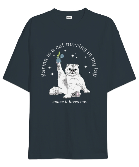 Karma is a cat Taylor Swift Midnights Füme Oversize Unisex Tişört