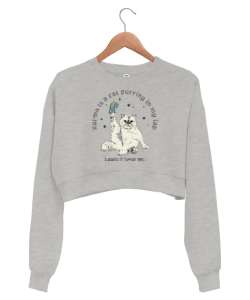 Karma is a cat Taylor Swift Midnights Gri Kadın Crop Sweatshirt