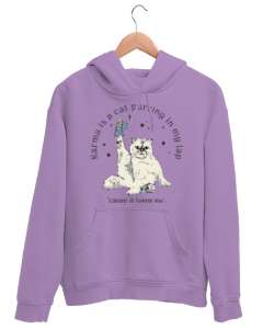 Karma is a cat Taylor Swift Midnights Lila Unisex Kapşonlu Sweatshirt