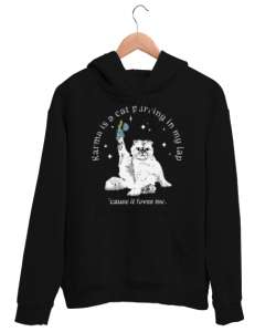 Karma is a cat Taylor Swift Midnights Siyah Unisex Kapşonlu Sweatshirt