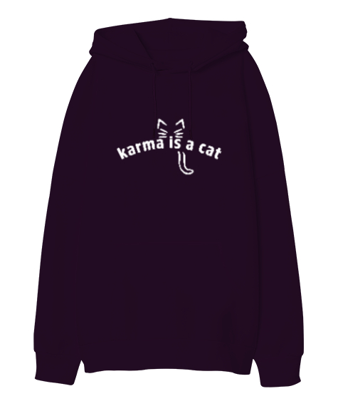 Karma Is A Cat Taylor Swift V2 Koyu Mor Oversize Unisex Kapüşonlu Sweatshirt