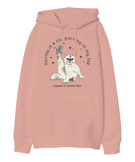 Karma Is Cat Taylor Swift Midnights Yavru Ağzı Oversize Unisex Kapüşonlu Sweatshirt