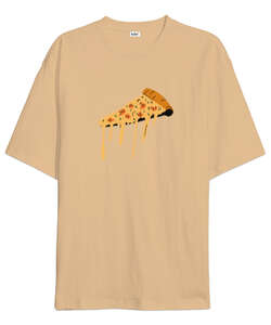 Kaşarı erimiş leziz pizza dilimi Camel Oversize Unisex Tişört