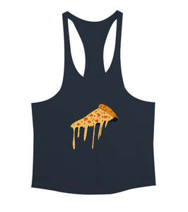 Kaşarı erimiş leziz pizza dilimi fitness gym motivasyon Füme Erkek Tank Top Atlet