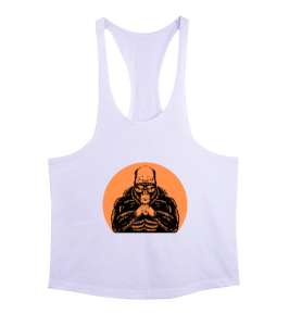 Kaslı Fitness Goril Motivasyon Beyaz Erkek Tank Top Atlet