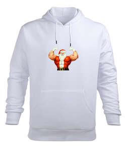 kaslı noel baba Beyaz Erkek Kapüşonlu Hoodie Sweatshirt