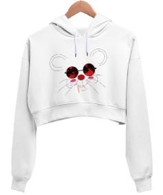 Katil Farecik Kadın Crop Hoodie Kapüşonlu Sweatshirt