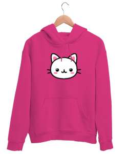 KAWAİ KEDİ Fuşya Unisex Kapşonlu Sweatshirt