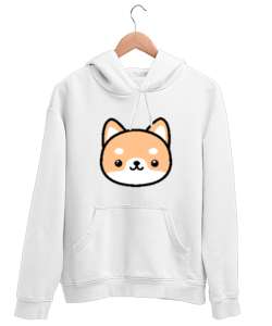 KAWAİ KÖPEK Beyaz Unisex Kapşonlu Sweatshirt