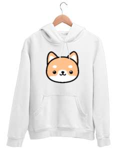 KAWAI SEVİMLİ KÖPEK Beyaz Unisex Kapşonlu Sweatshirt