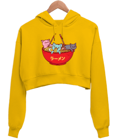  Kawaii Anime Kedi Kadın Crop Hoodie Kapüşonlu Sweatshirt