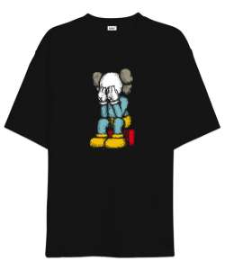 Kaws - Palyaço Siyah Oversize Unisex Tişört