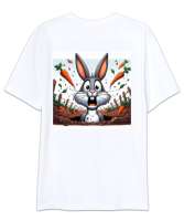 KAYGILI BUNNY Beyaz Oversize Unisex Tişört - Thumbnail