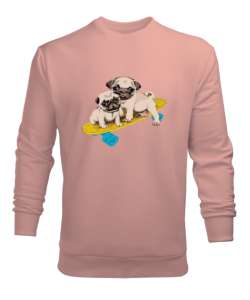 Kaykay yavru köpek baskılı Yavru Ağzı Erkek Sweatshirt