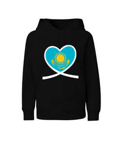 Kazakistan, Kazakhstan Love Siyah Çocuk Unisex Hoodie Kapüşonlu