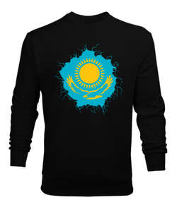 Kazakistan, Kazakhstan Symbol Siyah Erkek Sweatshirt