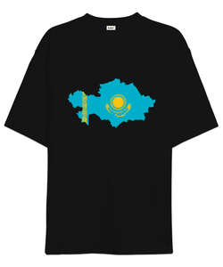 Kazakistan, Kazakhstan V4 Siyah Oversize Unisex Tişört