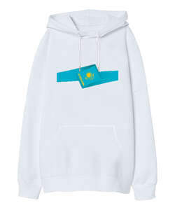 Kazakistan, Kazakhstan V5 Beyaz Oversize Unisex Kapüşonlu Sweatshirt