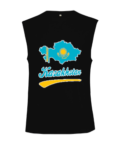 Kazakistan,Kazakhstan,Kazakistan Bayrağı,Kazakistan haritası,Kazakhstan flag. Kesik Kol Unisex Tişört