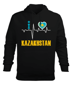 Kazakistan,Kazakhstan,Kazakistan Bayrağı,Kazakistan logosu,Kazakhstan flag. Erkek Kapüşonlu Hoodie Sweatshirt