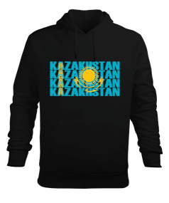 Kazakistan,Kazakhstan,Kazakistan Bayrağı,Kazakistan logosu,Kazakhstan flag. Erkek Kapüşonlu Hoodie Sweatshirt