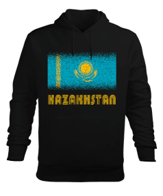 Kazakistan,Kazakhstan,Kazakistan Bayrağı,Kazakistan logosu,Kazakhstan flag. Erkek Kapüşonlu Hoodie Sweatshirt