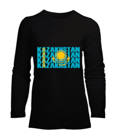 Kazakistan,Kazakhstan,Kazakistan Bayrağı,Kazakistan logosu,Kazakhstan flag. Kadın Uzun Kol Tişört