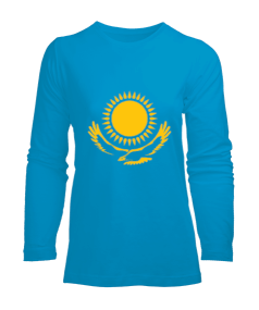 Kazakistan,Kazakhstan,Kazakistan Bayrağı,Kazakistan logosu,Kazakhstan flag. Kadın Uzun Kol Tişört