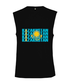 Kazakistan,Kazakhstan,Kazakistan Bayrağı,Kazakistan logosu,Kazakhstan flag. Kesik Kol Unisex Tişört