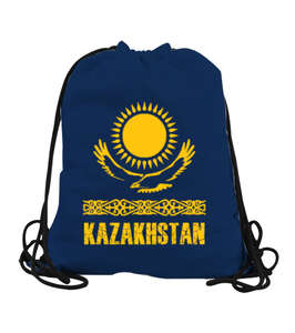 Kazakistan,Kazakhstan,Kazakistan Bayrağı,Kazakistan logosu,Kazakhstan flag. Lacivert Büzgülü Spor Çanta