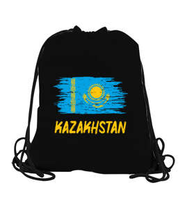 Kazakistan,Kazakhstan,Kazakistan Bayrağı,Kazakistan logosu,Kazakhstan flag. Siyah Büzgülü Spor Çanta