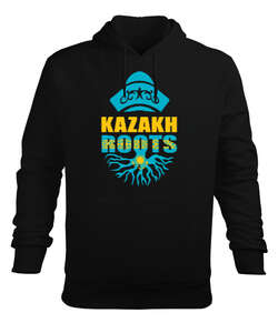 Kazakistan,Kazakhstan,Kazakistan Bayrağı,Kazakistan logosu,Kazakhstan flag. Siyah Erkek Kapüşonlu Hoodie Sweatshirt