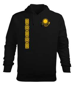 Kazakistan,Kazakhstan,Kazakistan Bayrağı,Kazakistan logosu,Kazakhstan flag. Siyah Erkek Kapüşonlu Hoodie Sweatshirt