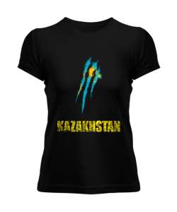 Kazakistan,Kazakhstan,Kazakistan Bayrağı,Kazakistan logosu,Kazakhstan flag. Siyah Kadın Tişört