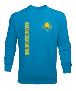 Kazakistan,Kazakhstan,Kazakistan Bayrağı,Kazakistan logosu,Kazakhstan flag. Turkuaz Erkek Sweatshirt