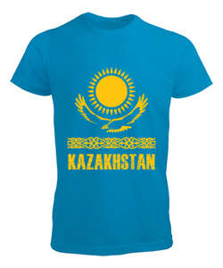 Kazakistan,Kazakhstan,Kazakistan Bayrağı,Kazakistan logosu,Kazakhstan flag. Turkuaz Erkek Tişört