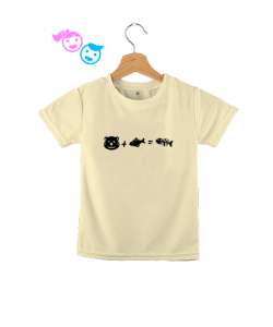 Kedi, Balık ve Sonuç - Cat And Fish Krem Çocuk Unisex