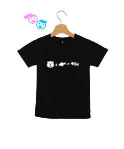 Kedi, Balık ve Sonuç - Cat And Fish Siyah Çocuk Unisex