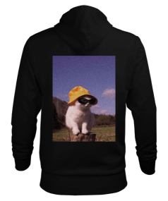 kedi baskılı sweat Erkek Kapüşonlu Hoodie Sweatshirt